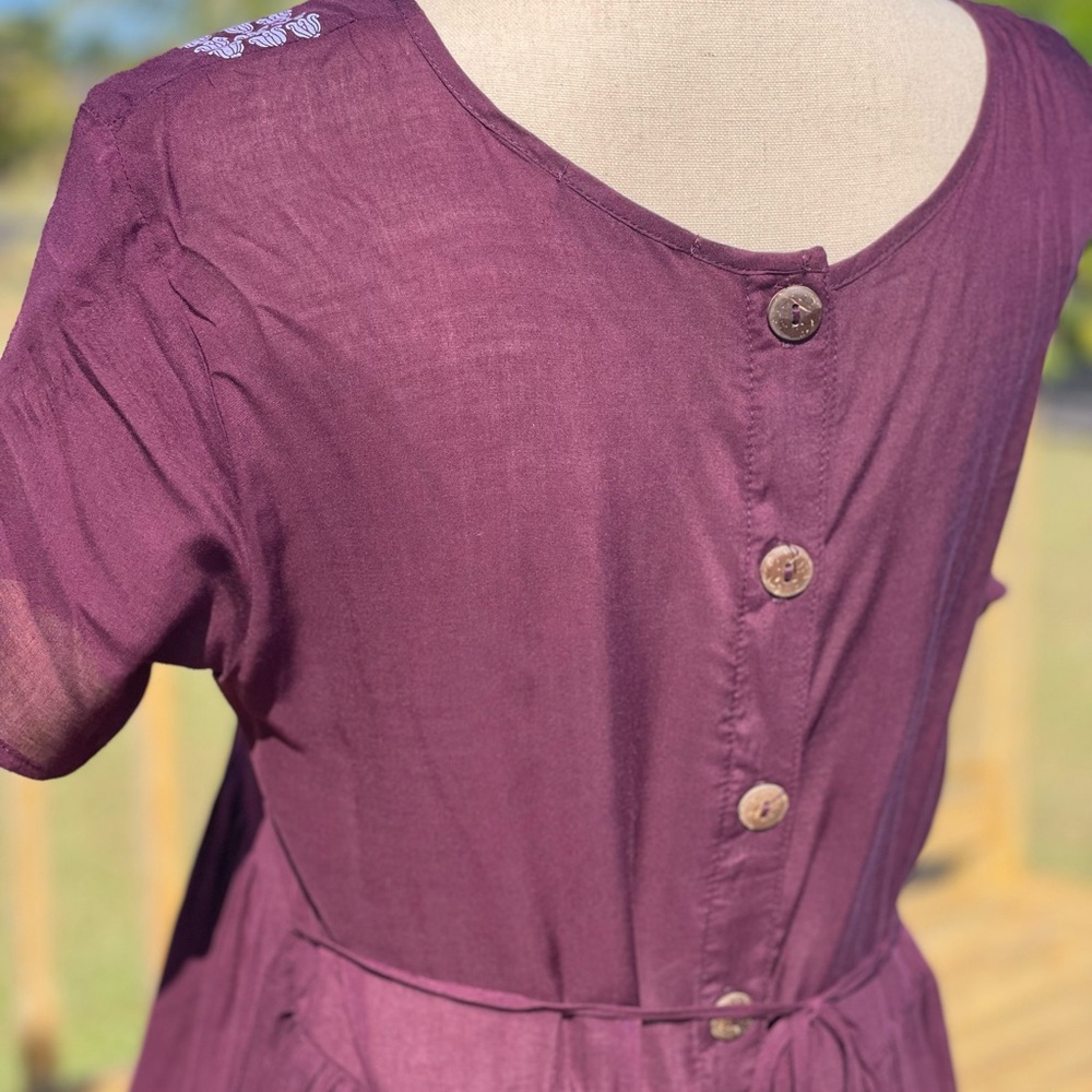 Mahina Made Purple Short Sleeve Dress with lei - Picture 7 of 8